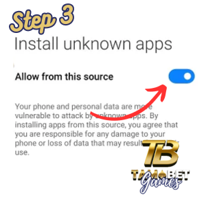how to install tamabet app step 3